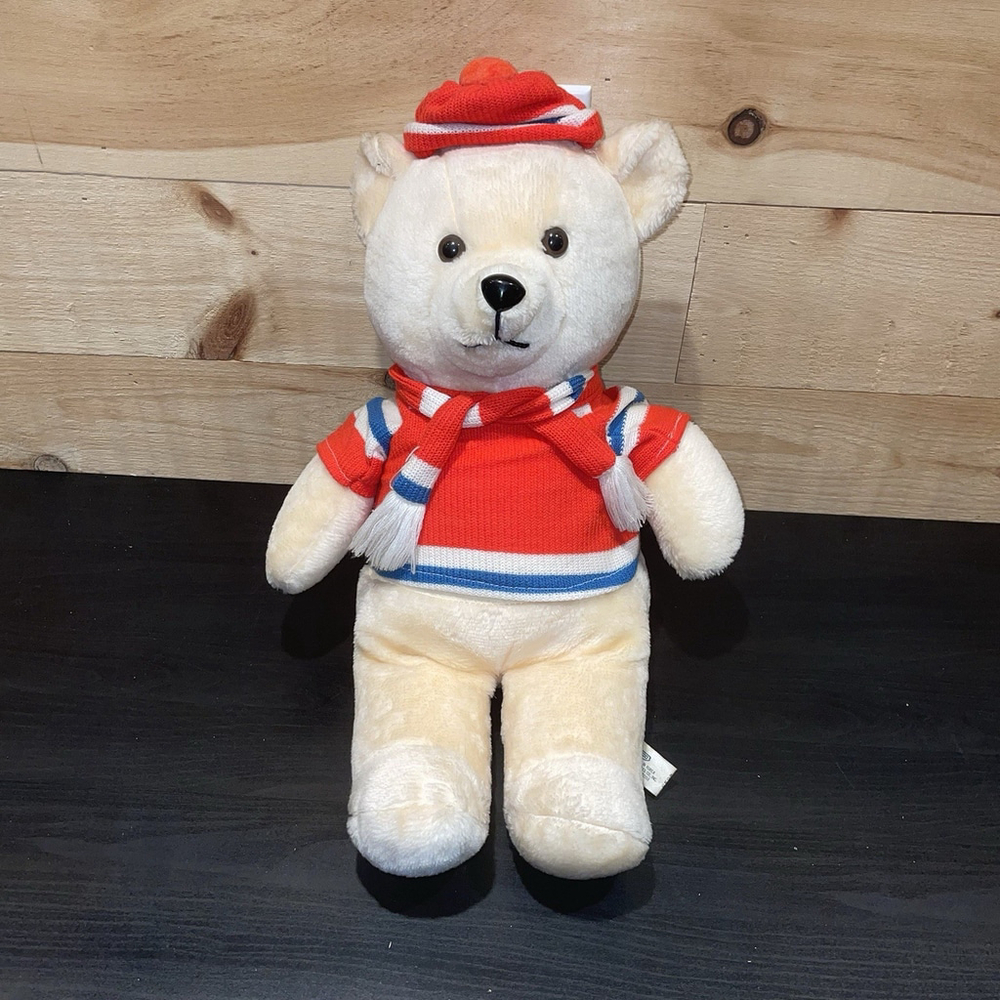 Nanco RARE Vtg 60s 70s Beige Holiday Xmas Plush Lg 24” Bear Stuffed Animal Plush